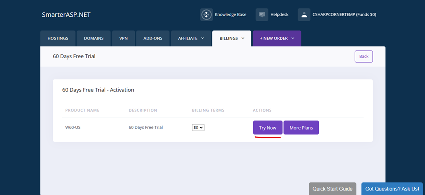 Learn hot to publish your website free for 60 days